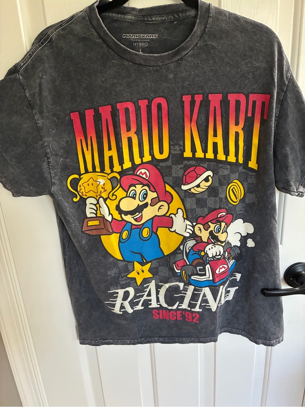 Mario Kart Graphic Tee Large- Black with Yellow & Red Print